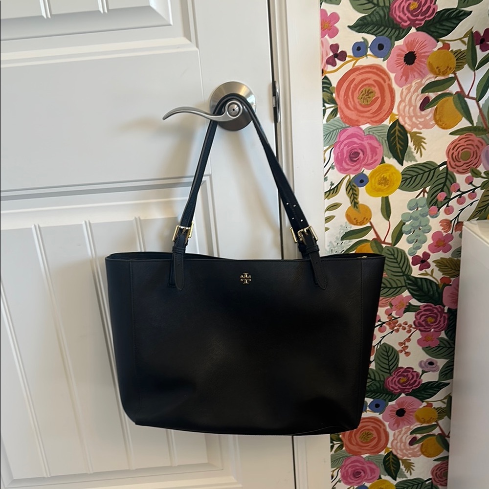 Tory Burch Black Leather Tote Bag